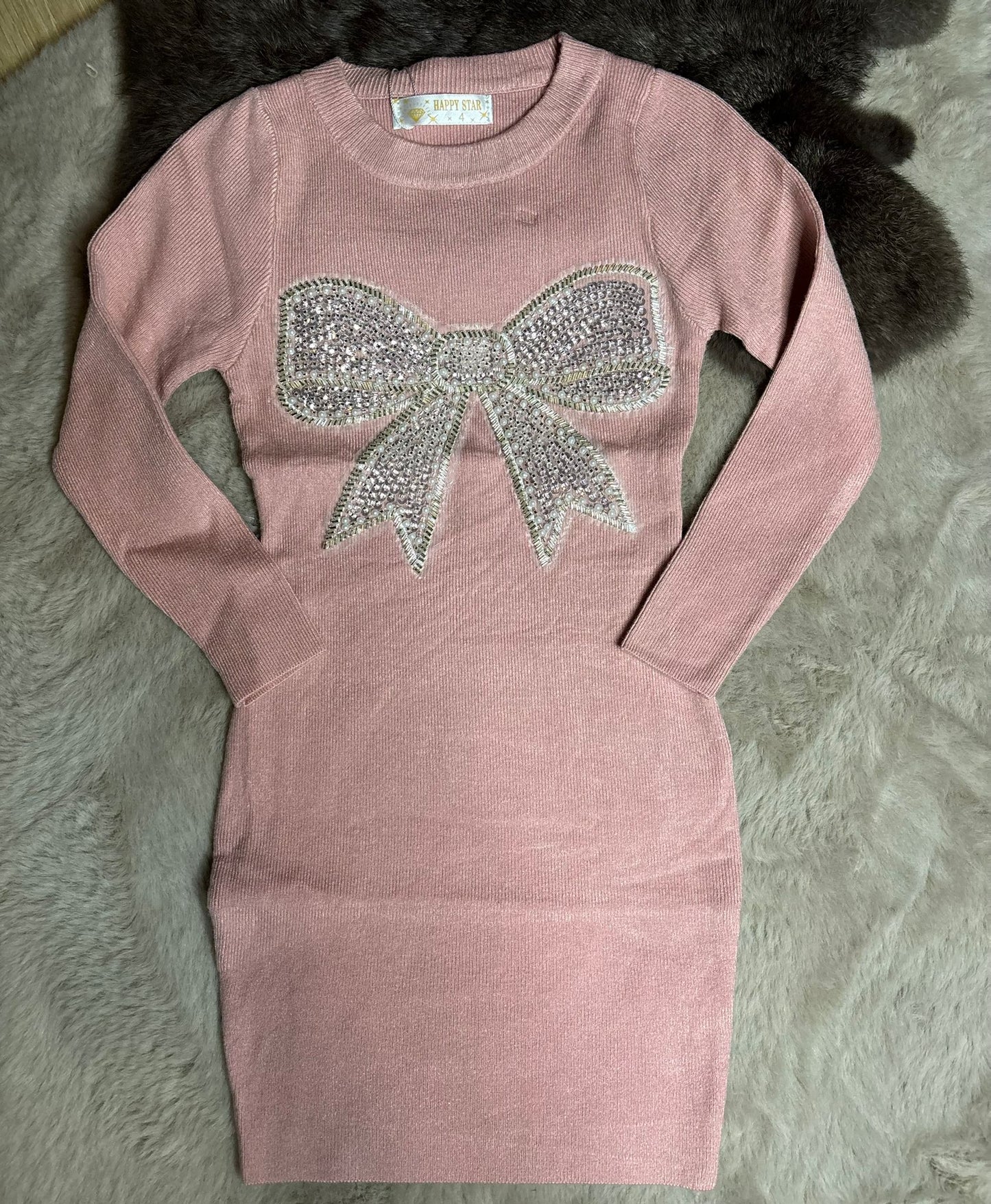 Parel bow dress pink