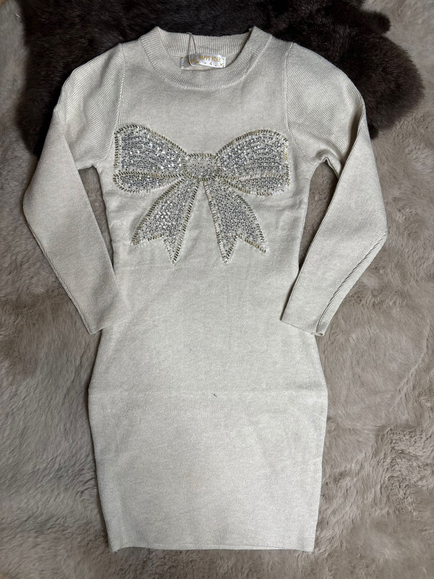 parel bow dress white