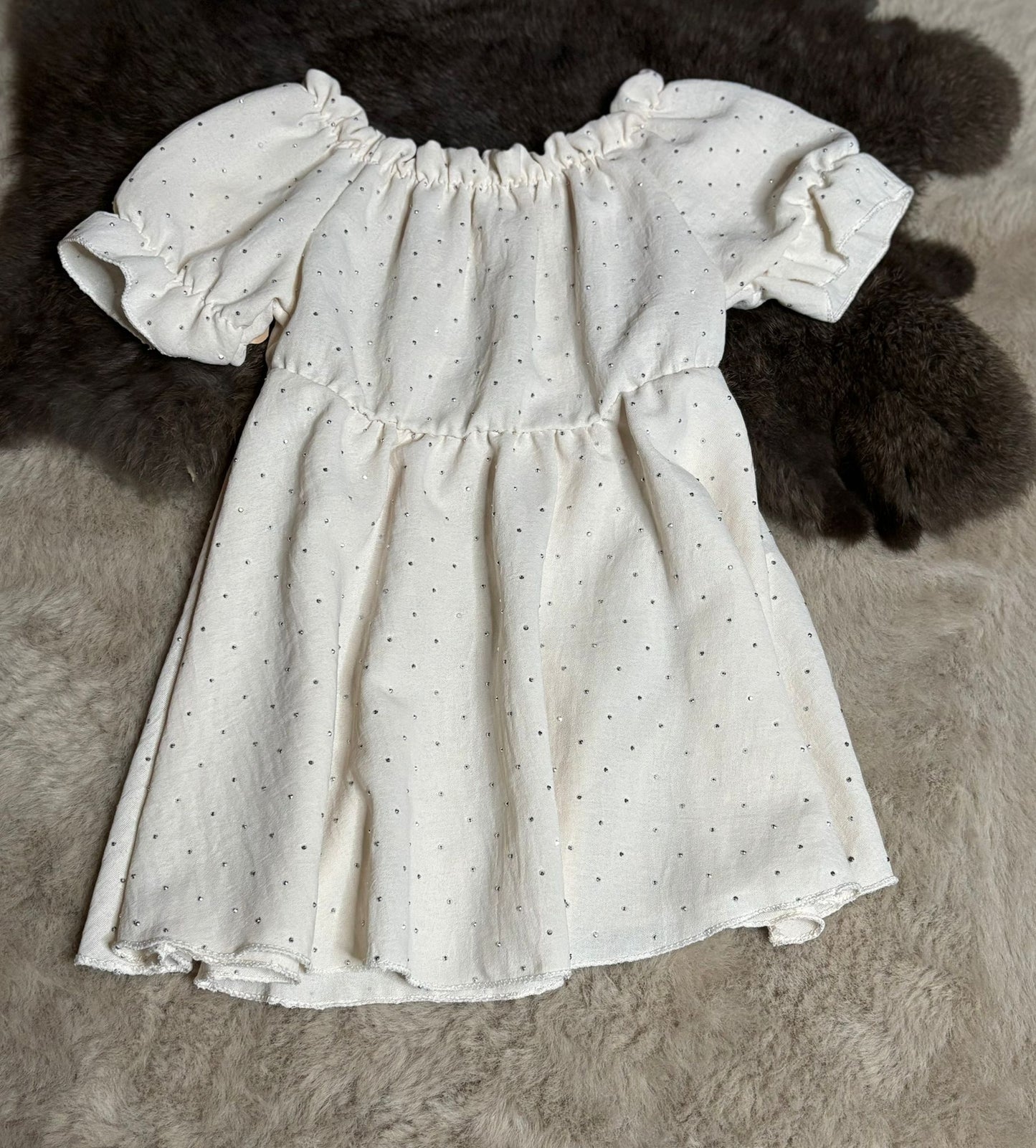 Glitter dress beige