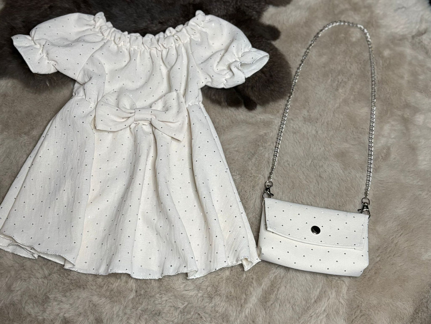 Glitter dress beige