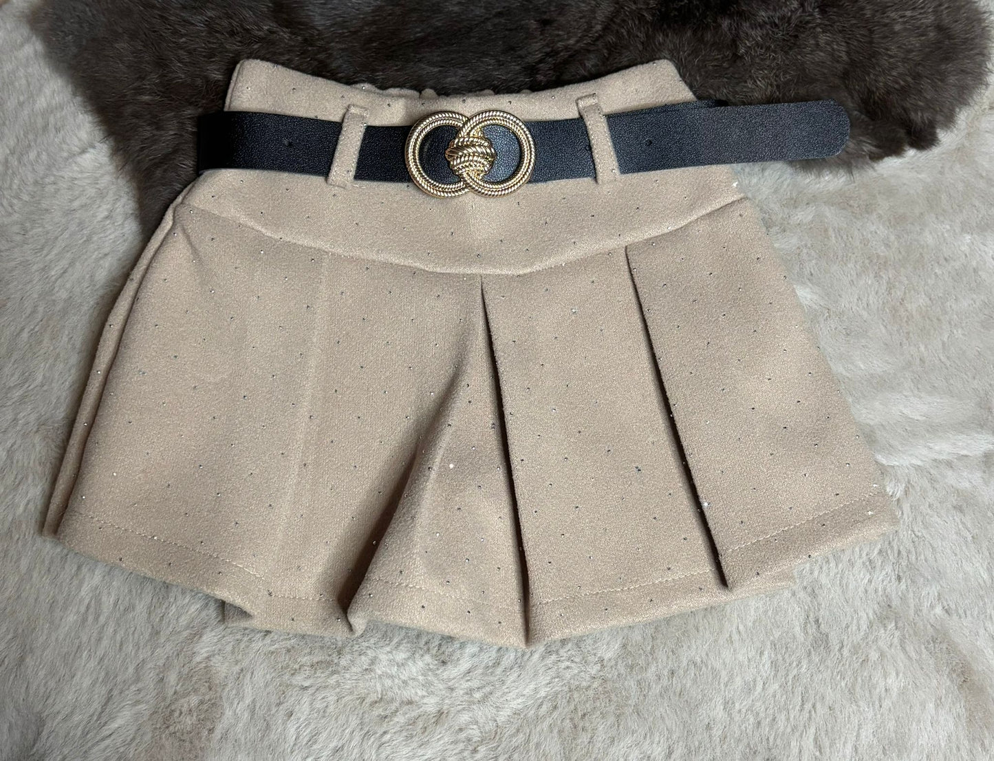 glitter short beige