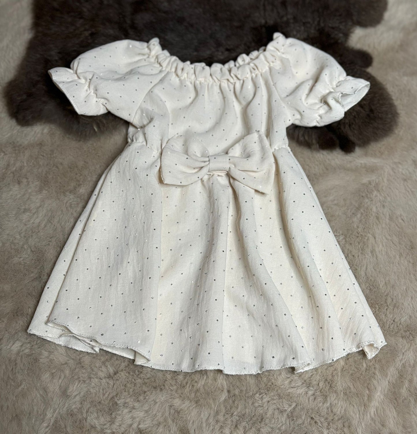 Glitter dress beige