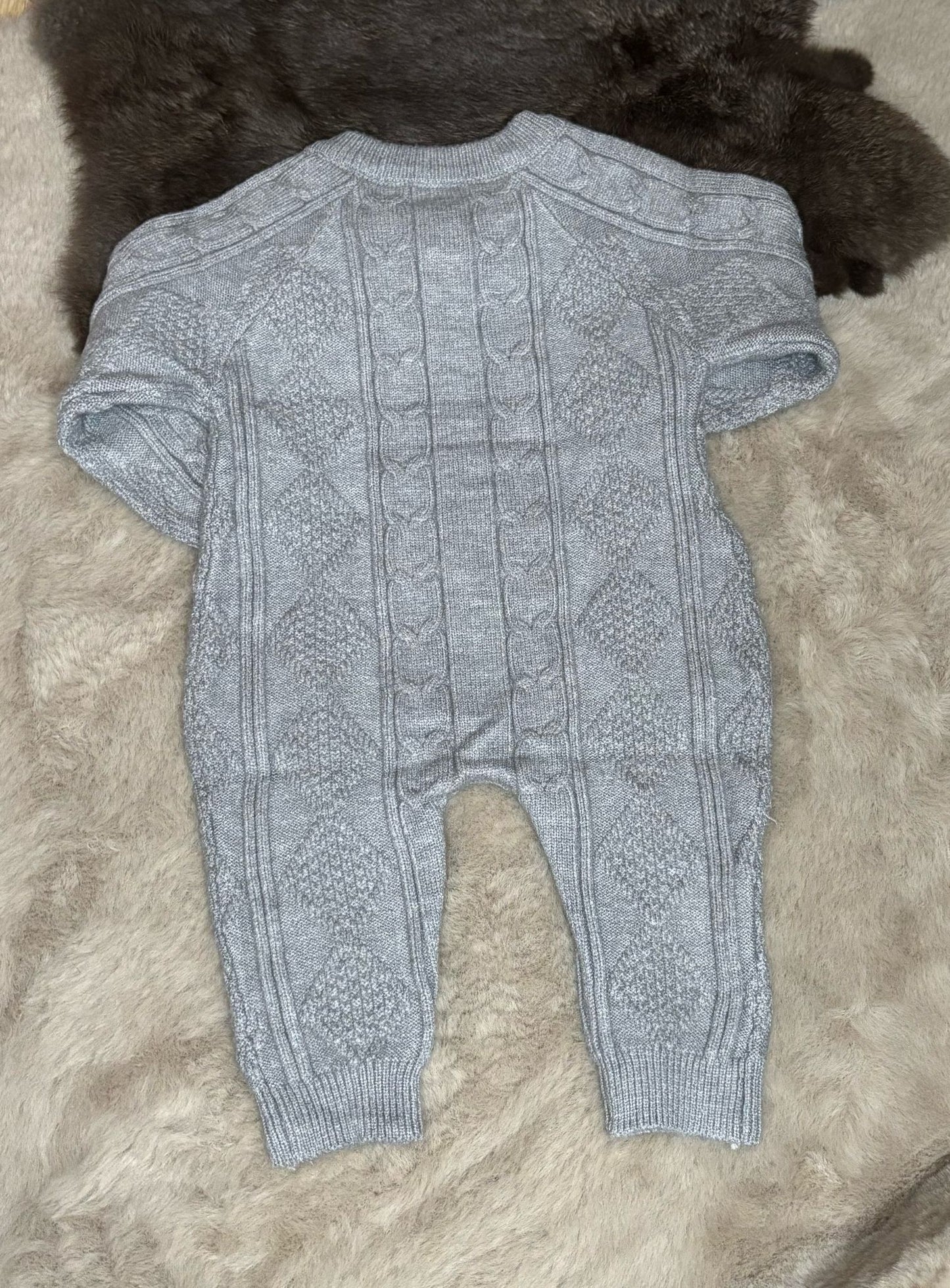 long knitted romper grey
