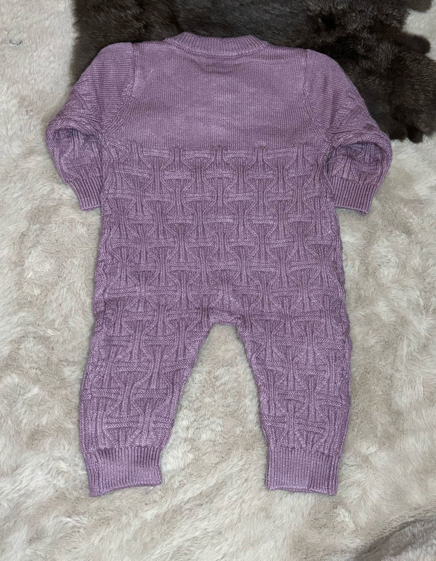 long knitted romper purple
