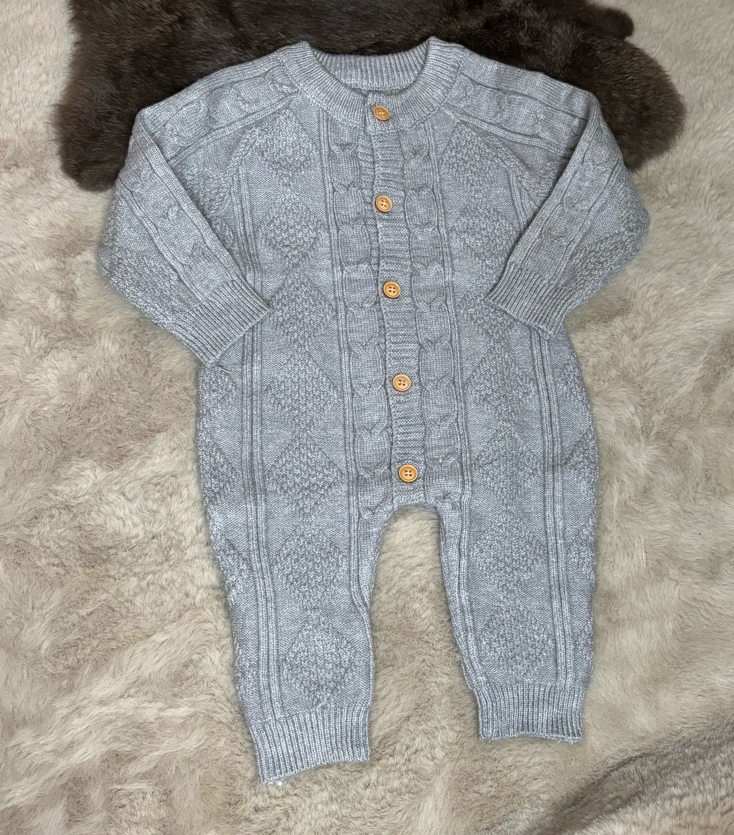 long knitted romper grey