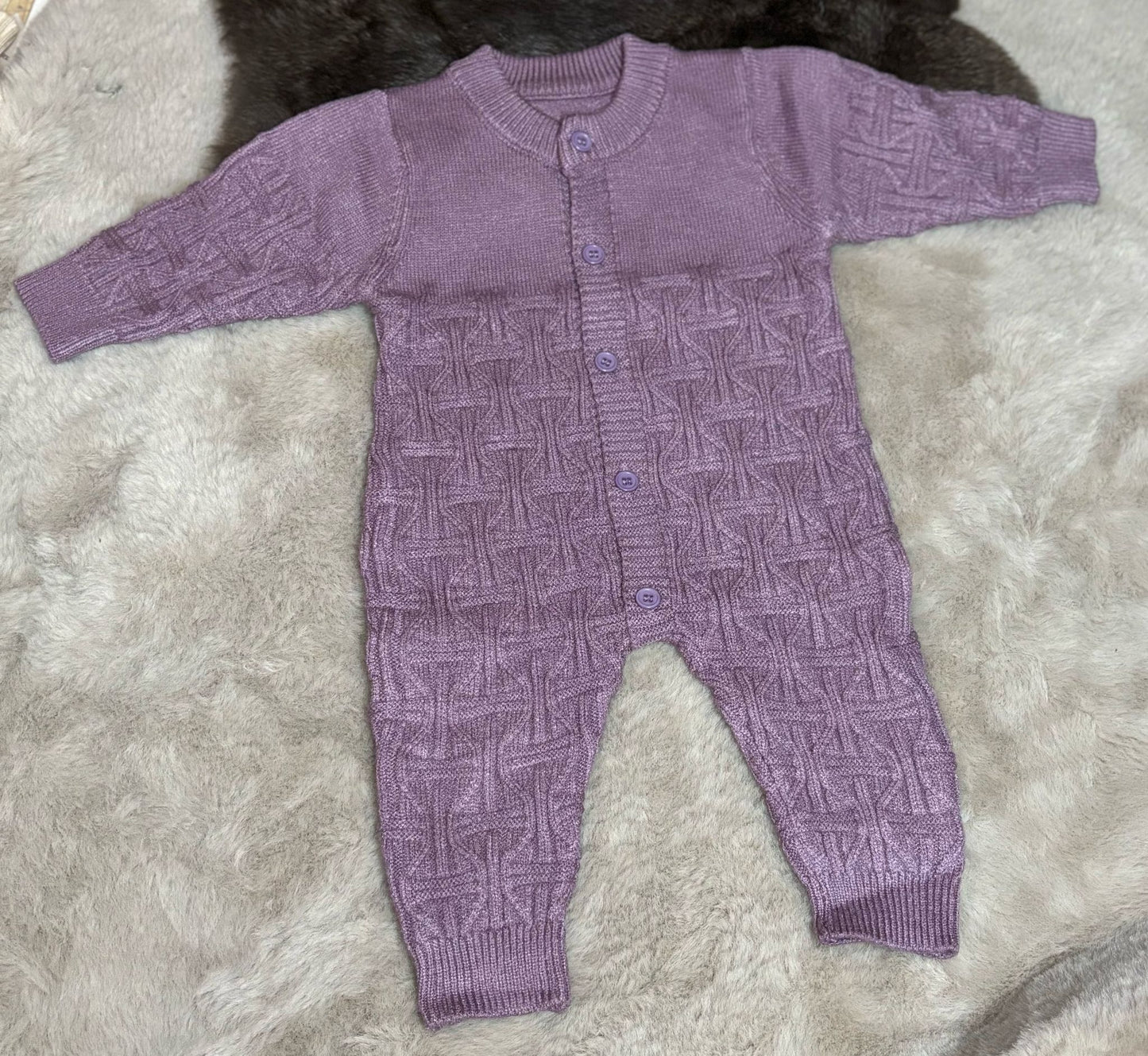 long knitted romper purple
