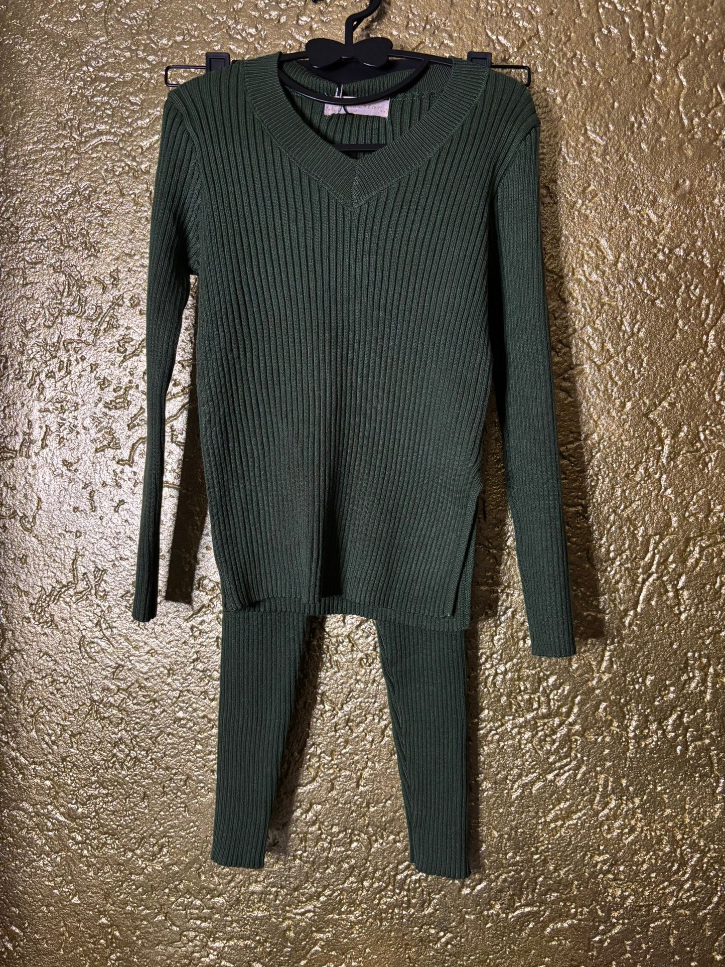 Ribbed set green