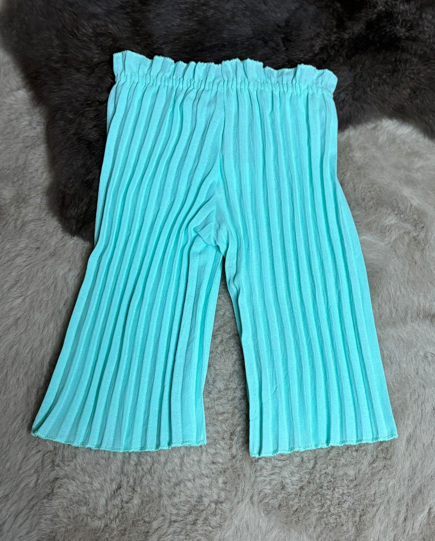 ribbed wide leg pants turqouise