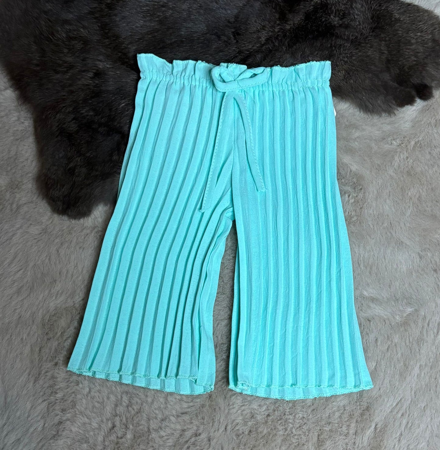 ribbed wide leg pants turqouise