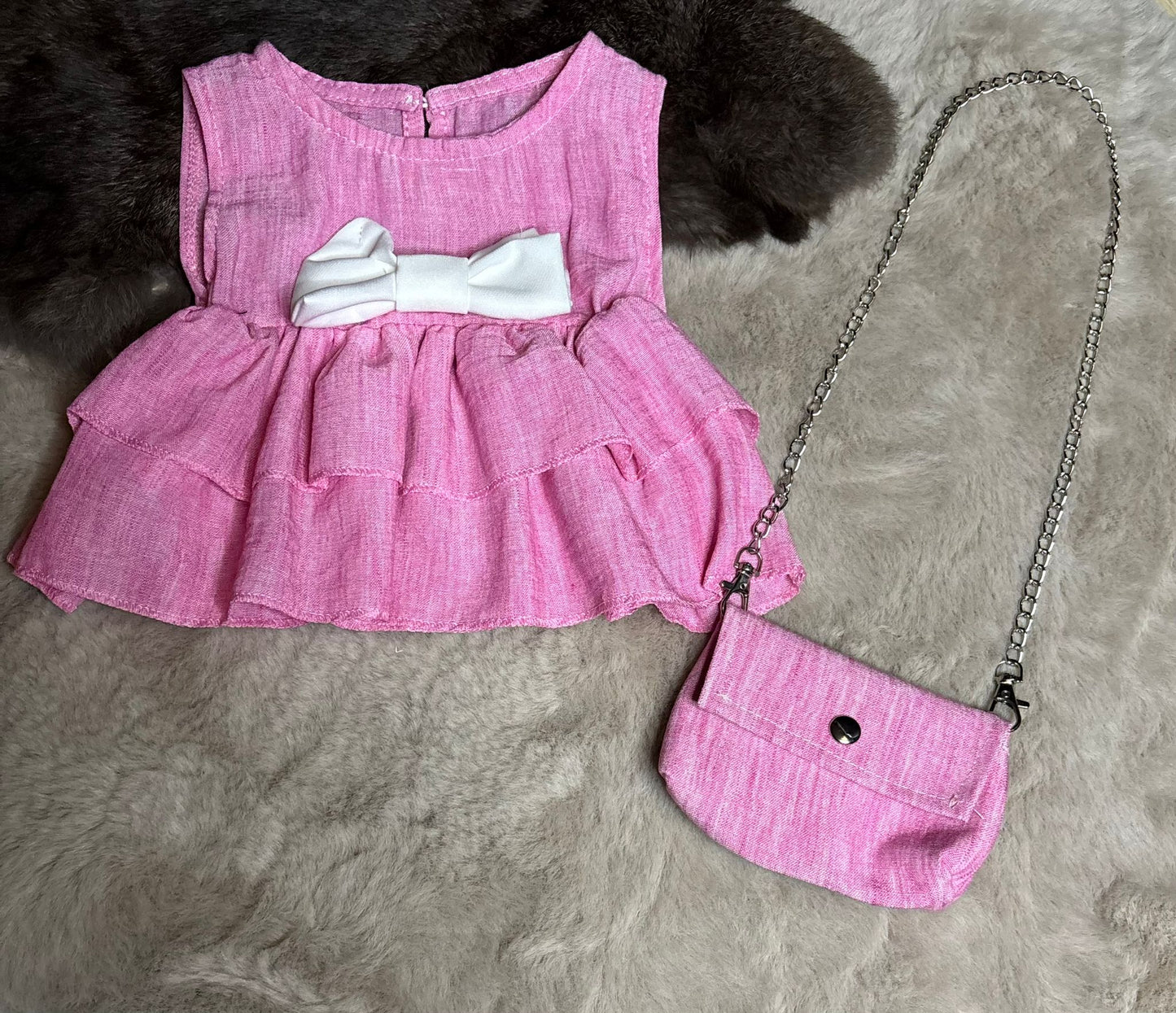 Ruffle bow set pink