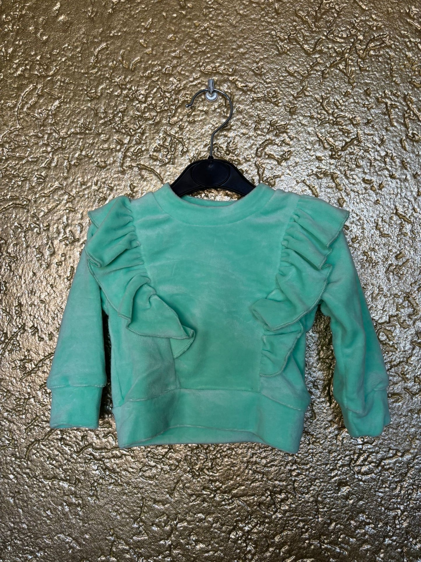 velvet ruffle set turqouise
