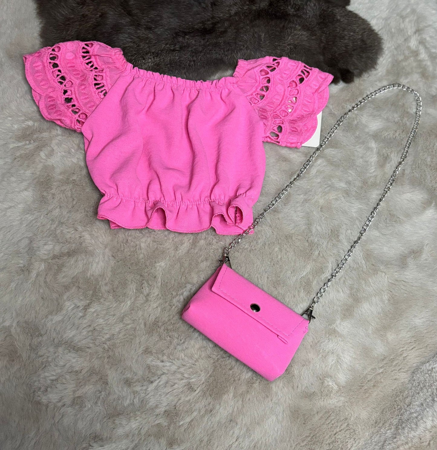 Sweet lace summer top fuchsia