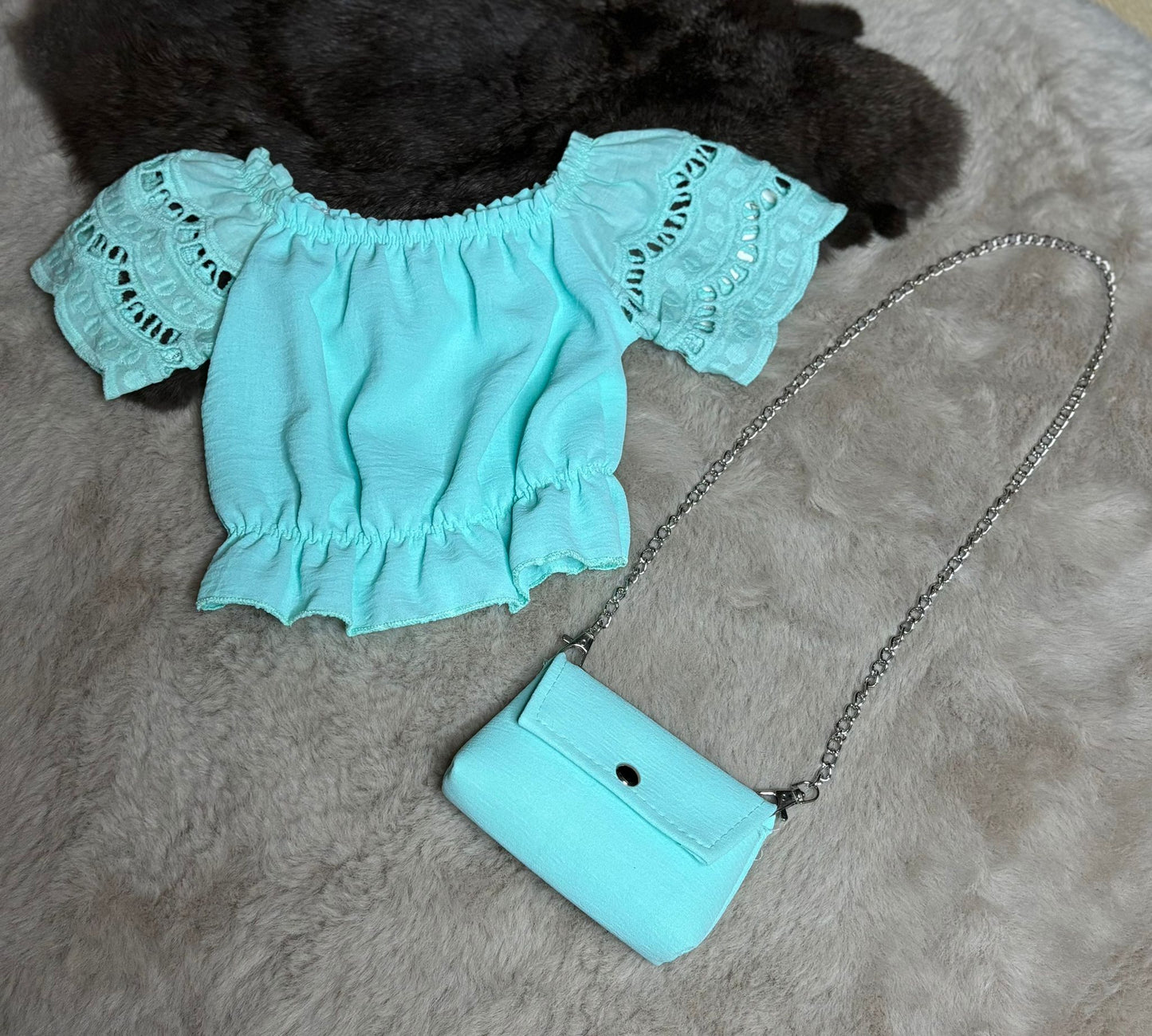sweet lace summer top turquoise