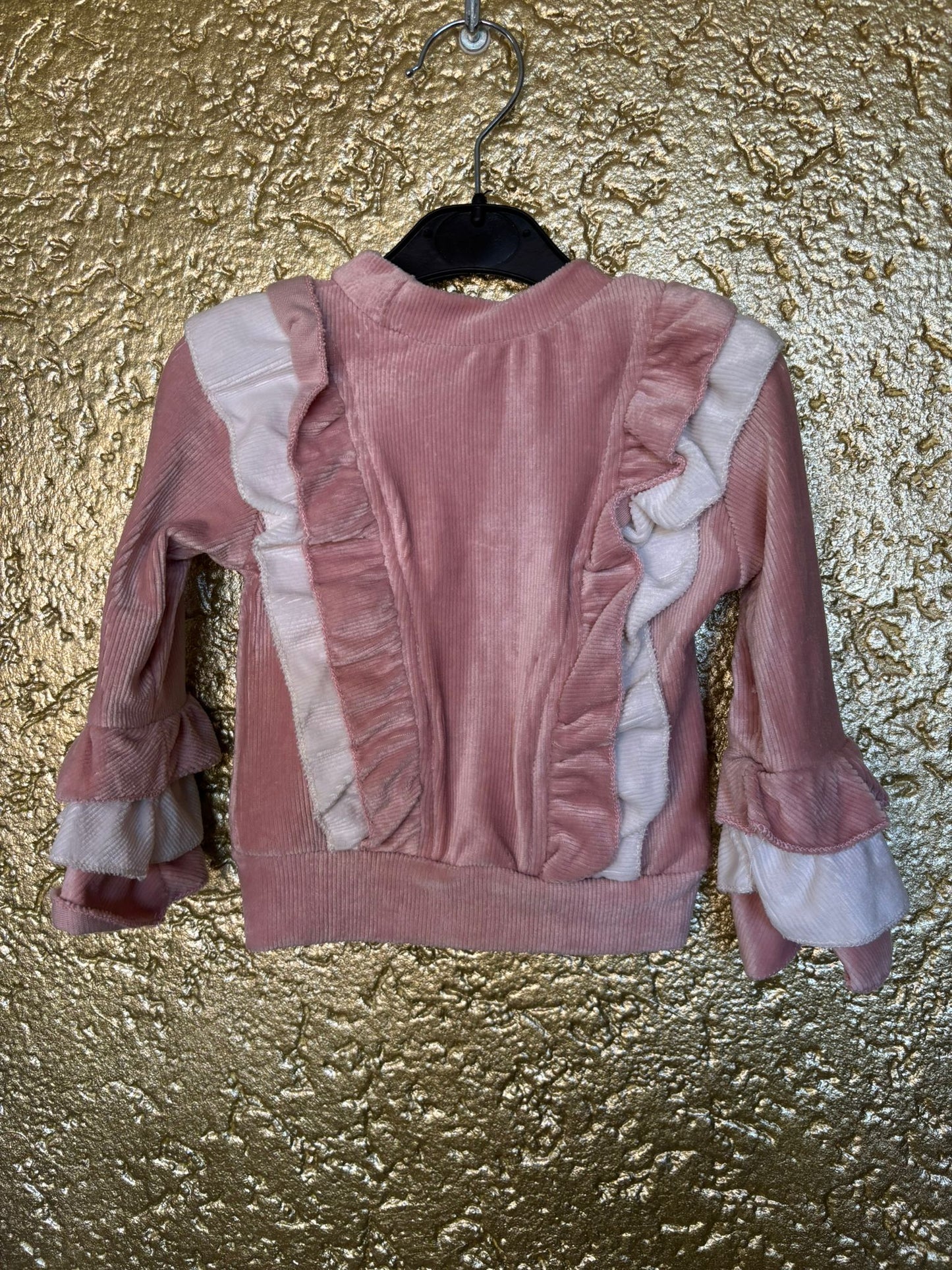 velvet ruffle set pink