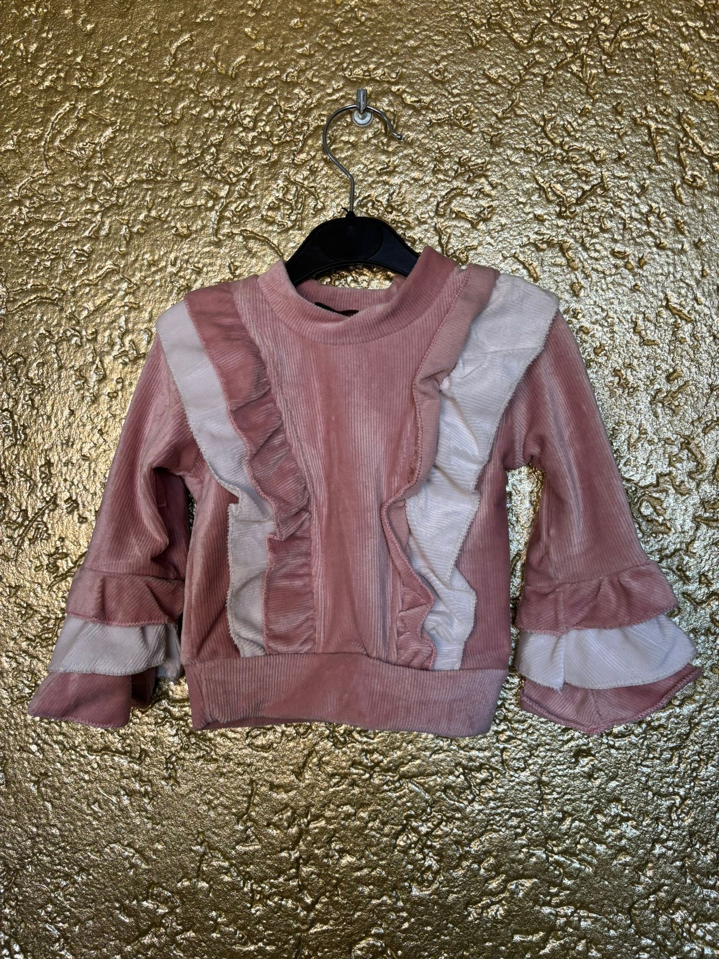 velvet ruffle set pink