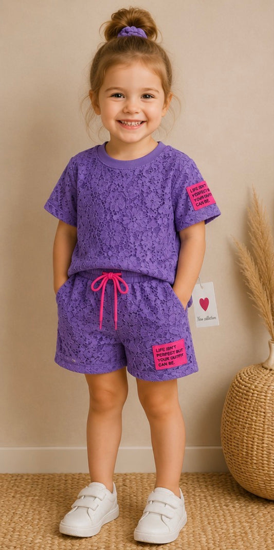 Trendy lace set purple