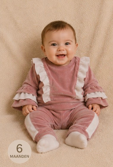 velvet ruffle set pink