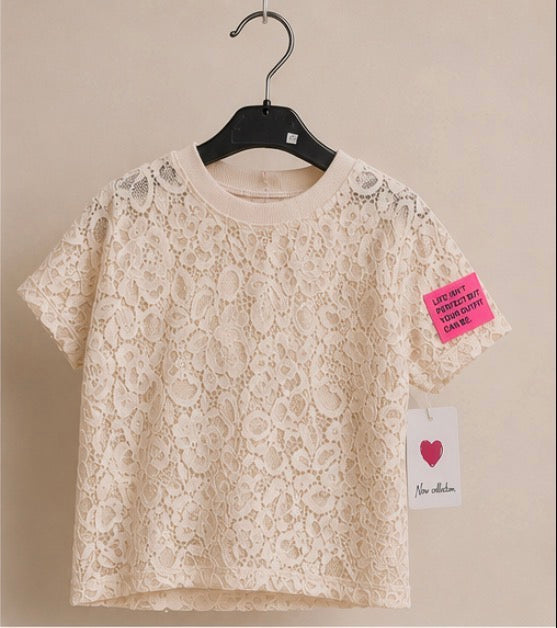 Trendy lace set beige