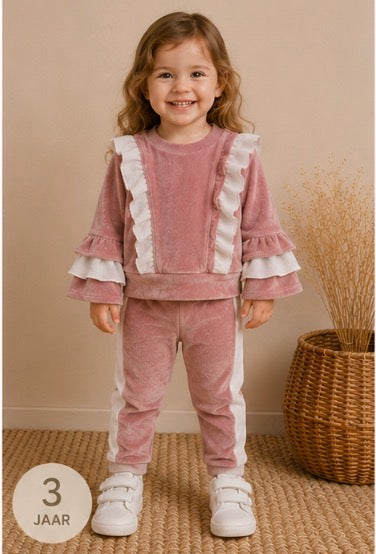 velvet ruffle set pink