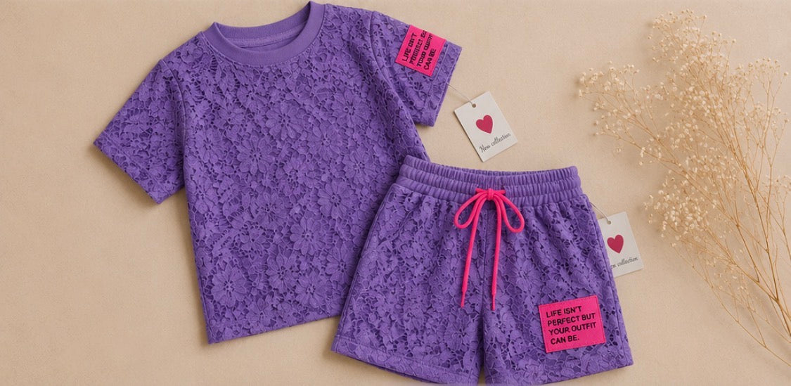 Trendy lace set purple