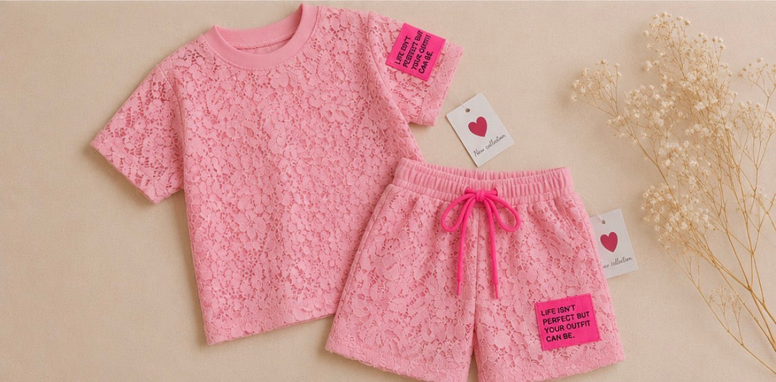 Trendy lace set pink