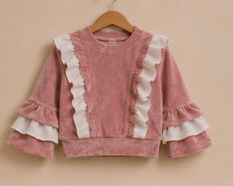velvet ruffle set pink