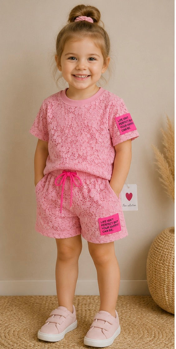 Trendy lace set pink