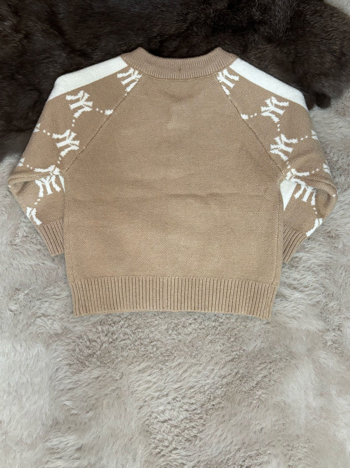 NY knitted blouse brown white