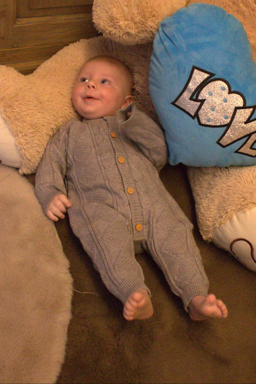 long knitted romper grey