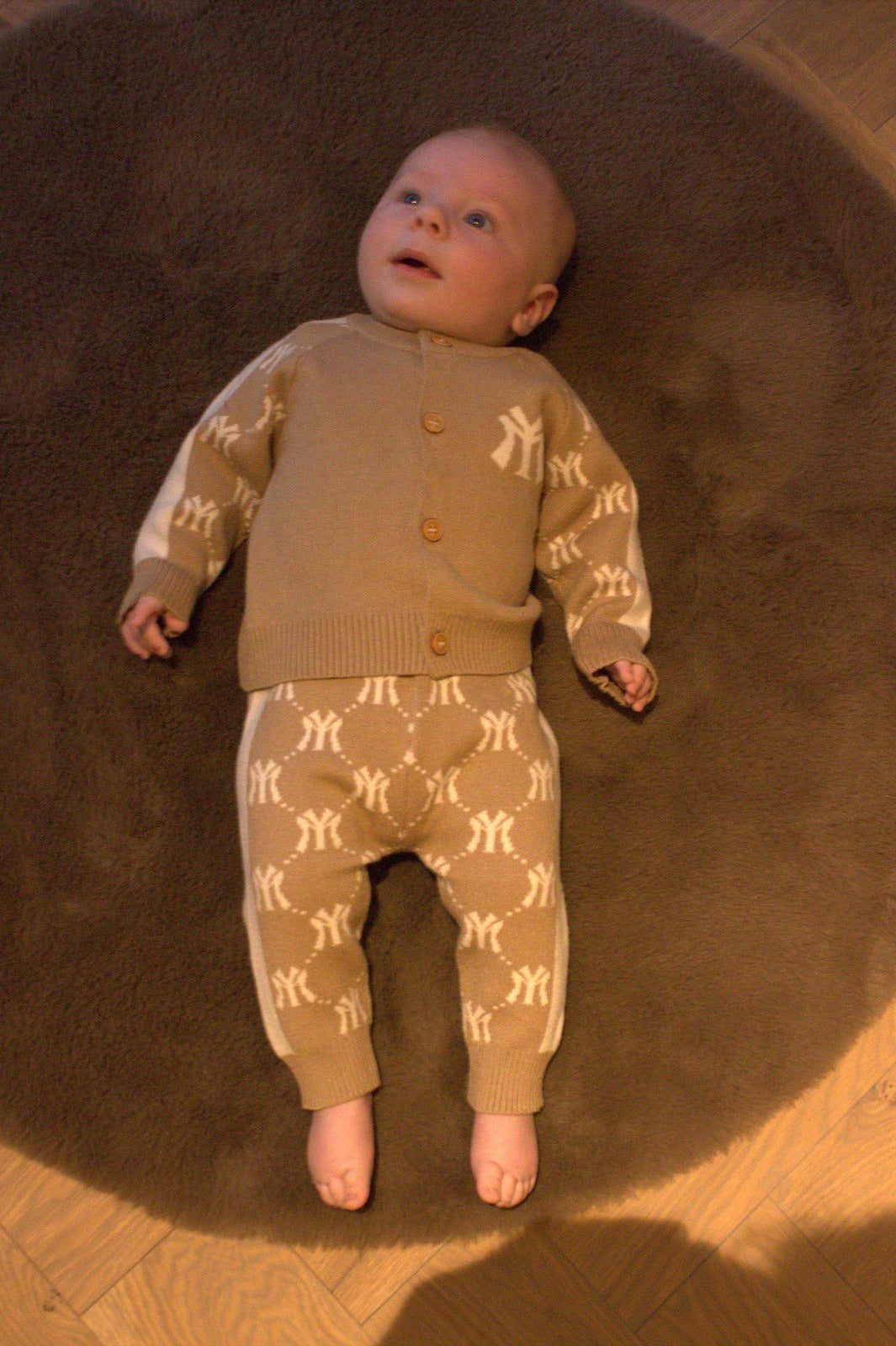 NY knitted pants brown white