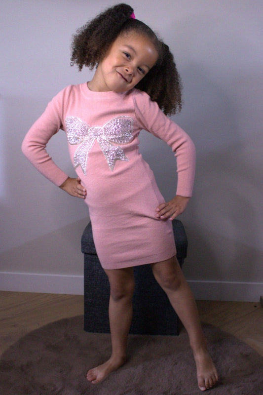 Parel bow dress pink