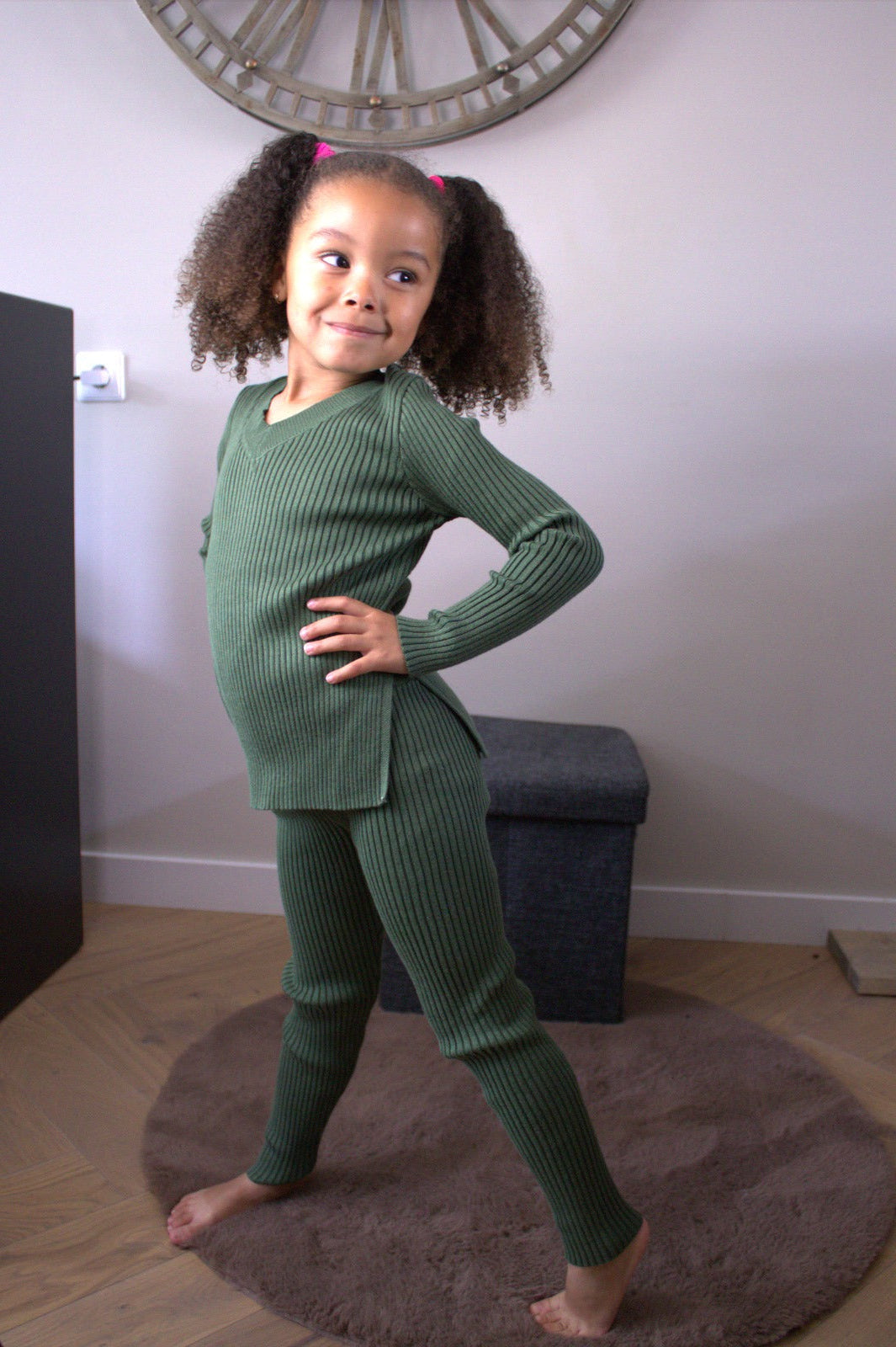Ribbed set green