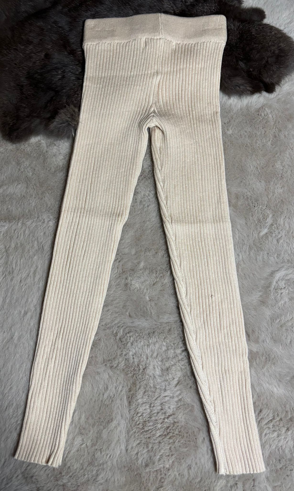 Ribbed set beige