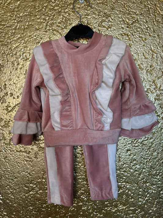 velvet ruffle set pink